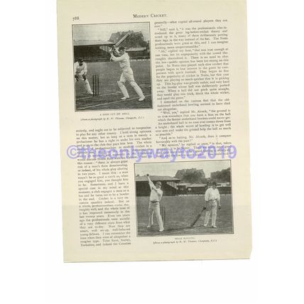 Abel Cutting & Mills Bowling, Victorian Cricket, Book Illustration (Print) c1893