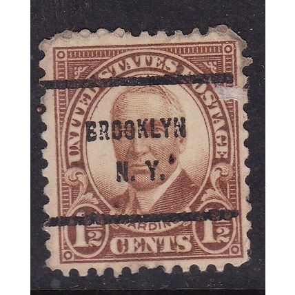 United States POSTMARK BROOKLYN N.Y. Precancel Harding 1.5c VGC