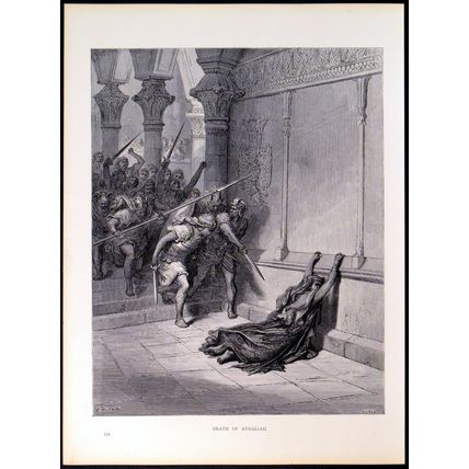 DEATH OF ATHALIAH 1885 Gustave Doré - Alexandre Hurel ANTIQUE ENGRAVING