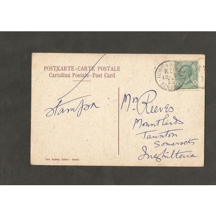 Genealogy Postcard Mrs Reeves Mountlands Taunton Somerset 1907 from Italy