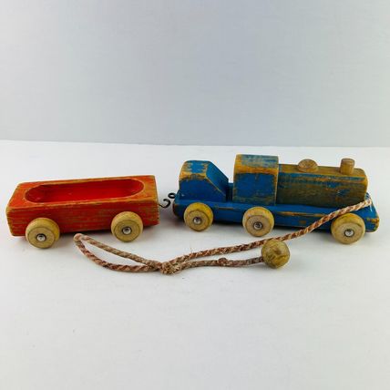 Wooden Train Vintage Child Pull Toy