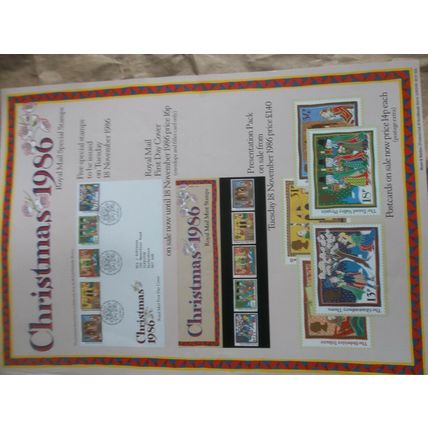 ROYAL MAIL A3 POST OFFICE POSTER 1986 CHRISTMAS GLASTONBURY THORN BOY BISHOP