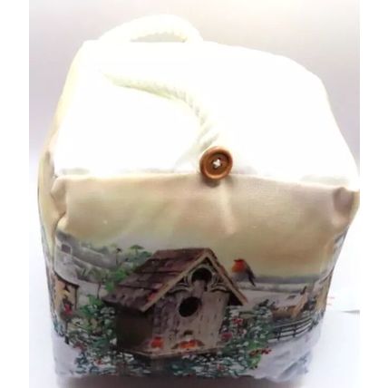 Winter Robins Door Stop Fabric 30 CM With Rope Handle Gift Home Decor Door