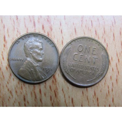 1951 USA 1 Cent Lincoln Wheat Coin