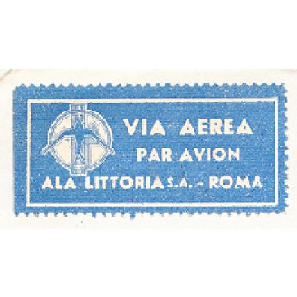 AIR MAIL etiquette light blue cover to Italy from France - Ala Littoria s.a.