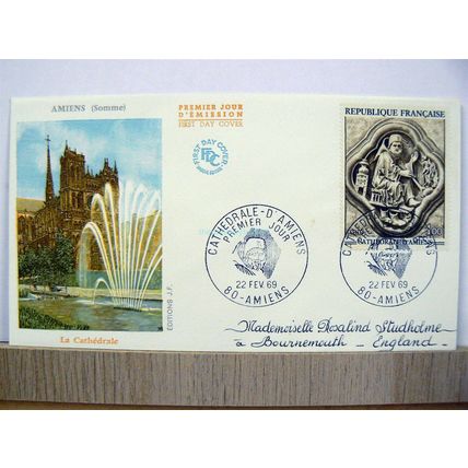 1969 Cathedral Amiens, Amiens, Postmark, French FDC