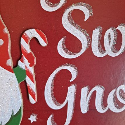 New CHRISTMAS WALL HANGING "Gnome Sweet Gnome" Holiday Decor MDF
