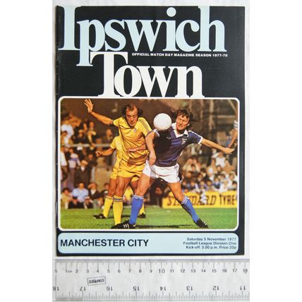 1977 programme Manchester City v. Ipswich Town, 5/11