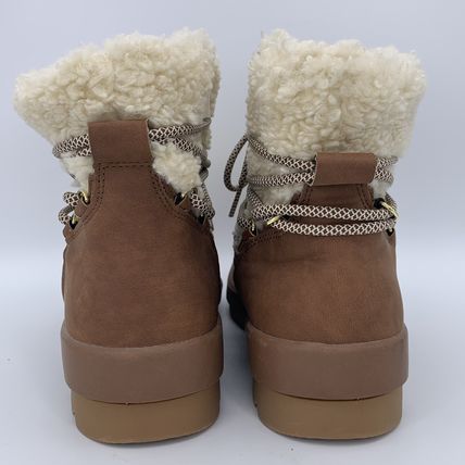 Torrid Shearling Winter Boots 9WW Wide Wide Brown Lace Ankle Wrap Chunky Sole