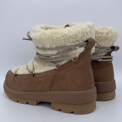 Torrid Shearling Winter Boots 9WW Wide Wide Brown Lace Ankle Wrap Chunky Sole