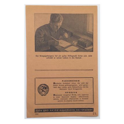 Original WW2 Russian/Soviet Air Drop Propaganda Leaflet. - Code 1023. - 1942.