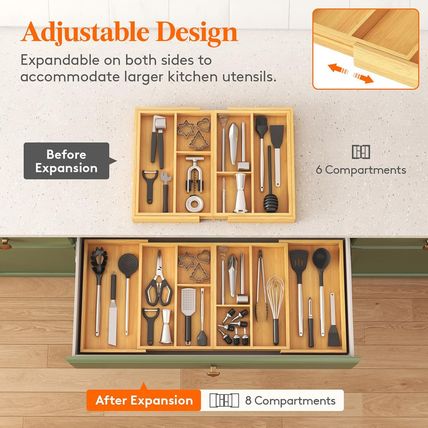 Lifewit Large Utensil Organizer for Kitchen Drawer, Expandable 21.4 to 36 Inches