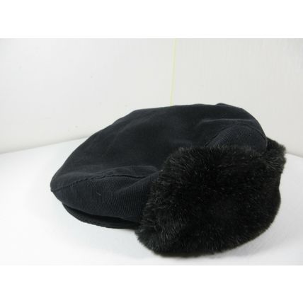 San Diego Hat Company Winter Faux Fur Cabbie Newsboy Hat w/ Ear Flaps Black
