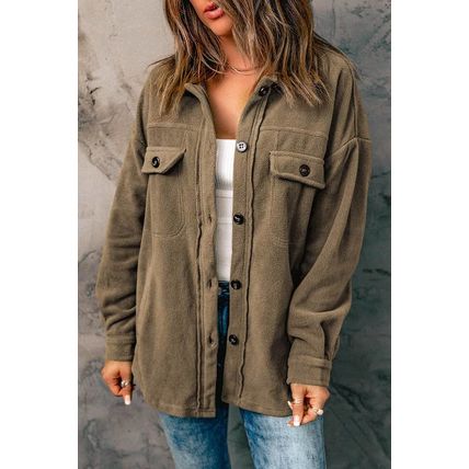 Turn Down Collar Buttoned Shirt Jacket