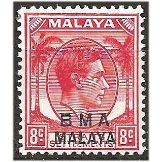 Malaya (BMA) 1945 SG7 8c Scarlet Mounted Mint . .. .