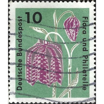 GERMANY, FLOWER, Fritillaria meleagris, green 1963, 10pf