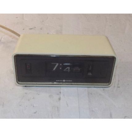 Vintage GE General Electric Model 8125 White Flip Panel Alarm Clock