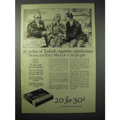 1923 Pall Mall Cigarettes Ad - Turkish Satisfiaction