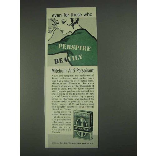 1967 Mitchum Anti-Perspirant Ad - Perspire Heavily