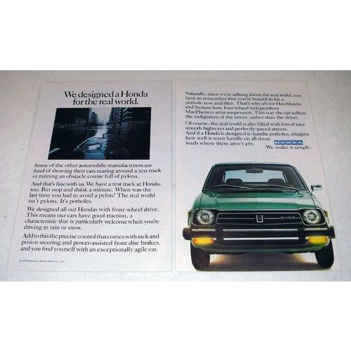 1979 Honda Car Ad - Designed For The Real World!