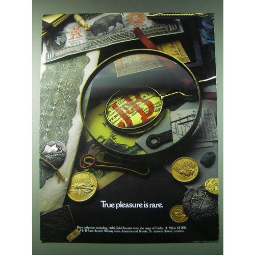 1989 J&B Scotch Ad - True pleasure is rare - Money