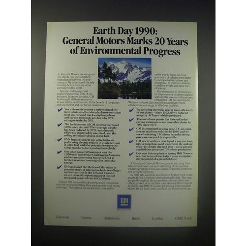 1990 GM General Motors Ad - Earth Day 1990: General Motors Marks 20 years