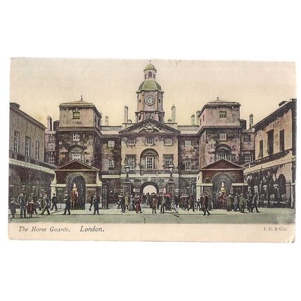 THE HORSE GUARDS, WHITEHALL, LONDON, used antique postcard J. B. & Co 1904 pm /
