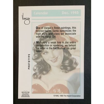 Varga Pinup Girls Trading Cards Prototype 1993