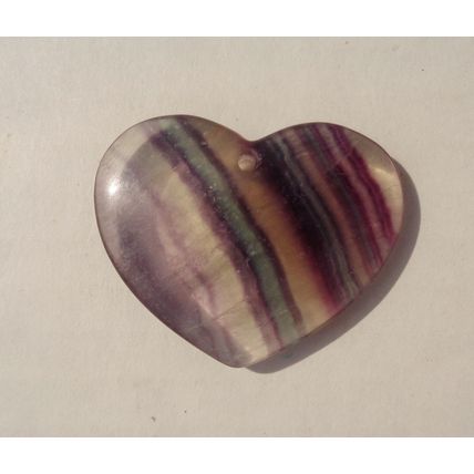 F Fluorite Heart Gemstone Touch Stone 1.275 Inch Energy Work Pendant
