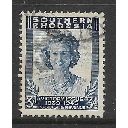 SOUTHERN RHODSIA 1947 VICTORY 3d BLUE PRINCESS MARGARET SG 66 FINE USED#