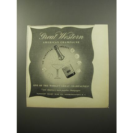 1950 Great Western Champagne Ad - Six European Awards