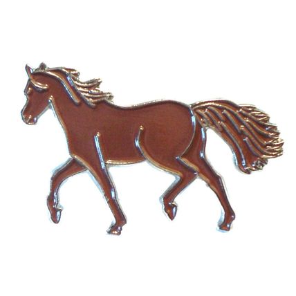 Brown Horse Pony Equestrian Horse Riding Metal Enamel Badge 30mm