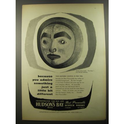 1954 Hudson's Bay Scotch Advertisement - Haida Indian Mask - The Moon