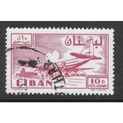 LEBANON 1959 AIR MAIL DOUGLAS DC 6B KHALDE AIRPORT USED 10P