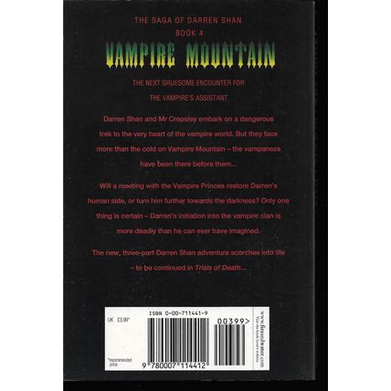 Darren Shan 4: Vampire Mountain - Young Adult Horror Book