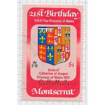 MONTSERRAT 1983 OFFICIAL DIANA PRINCESS WALES 21st BIRTHDAYOVERPRINTED OHMS USED