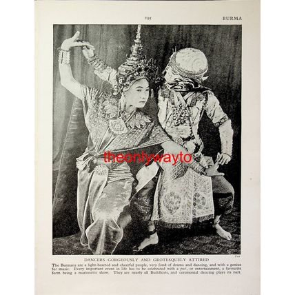 Burmese Dancers (Brass Necked Padaung Women, Reverse), Book Illustration (Print)