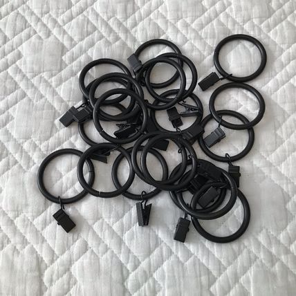 Black Clip On Curtain Rings 1 1/2” Diameter