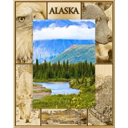 Alaska Quad Laser Engraved Wood Picture Frame Portrait (8 x 10)