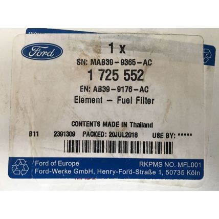 Genuine Ford Ranger 2.2 3.2 TDCi Diesel Fuel Filter TKE 2011-Onwards 1725552
