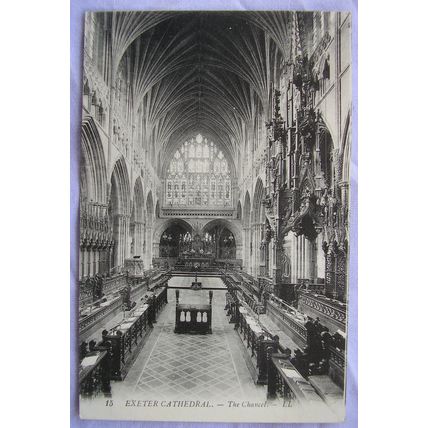 vintage postcard Exeter Cathedral - The Chancel