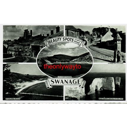 Swanage, Beauty Spots 5 Images, Dorset, RP Postcard, 1961