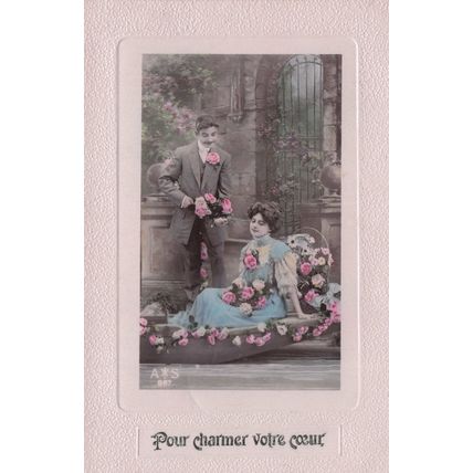 Flowers To Charm Your Heart Secret Code Love Glamour Old Romantic Postcard