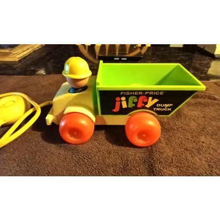 Old Vintage Original Fisher Price Jiffy DumpTruck # 156 9" Long Working 1970