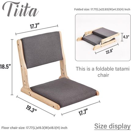 Tiita Floor Chair with Back Support, Foldable Meditation Tatami Chairs, Backrest