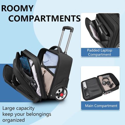 MATEIN Rolling Laptop Bag, Mens Large Briefcase with Big Wheels Fits 17.3 Inch N