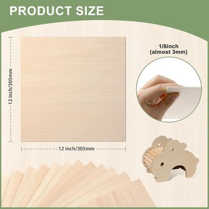 48 Pack Basswood Sheets 1/8X12X12 Inch, Unfinished Wood for Crafts, 3Mm Basswood