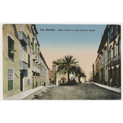 GRAN CANARIA Las Palmas Plaza Castillo y calle Espíritu Santo early 20th C. RPPC