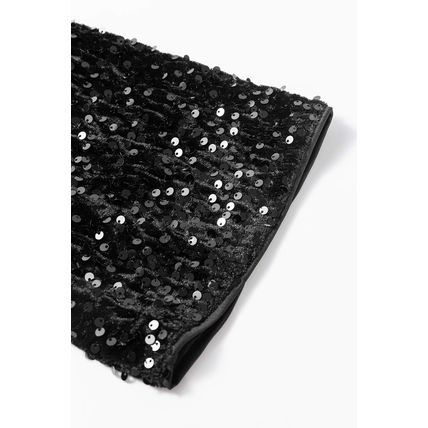 Black Sequin Long Sleeve Knot Cutout Back Mini Dress