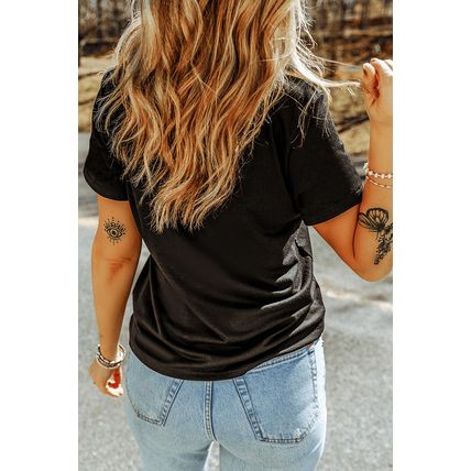 Black Cow with Bow Graphic Crewneck Western Tee